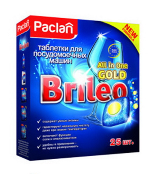 Таблетки для посудомоечных машин Paclan Brileo All in One Silver и ...